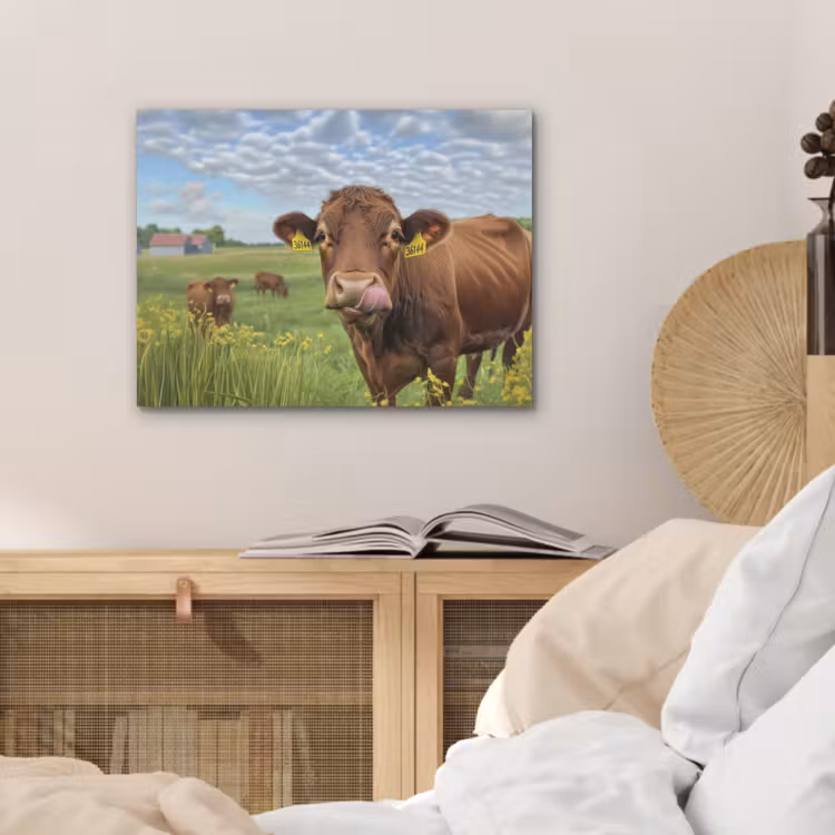 Koe - Weide - Bloemen PET vilt klein -sfeer3