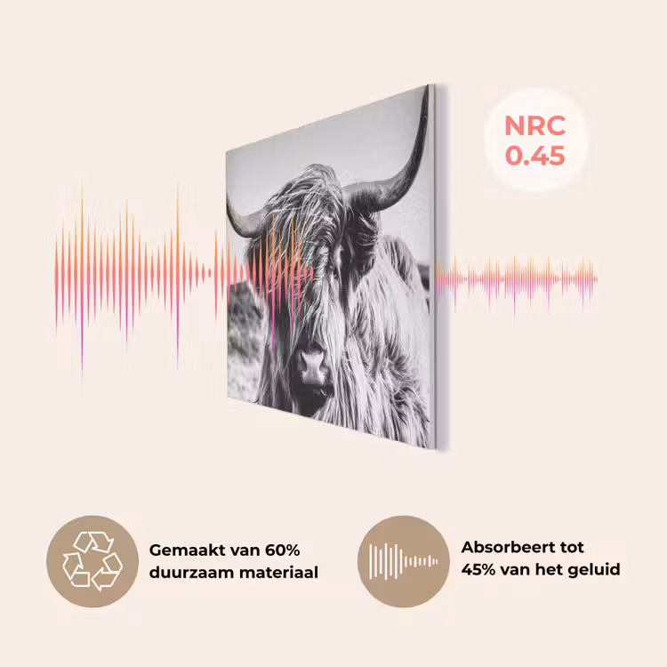 Koe - Schotse hooglander - Zwart - Wit - Dier - Natuur - Wild PET vilt klein -USP_NL