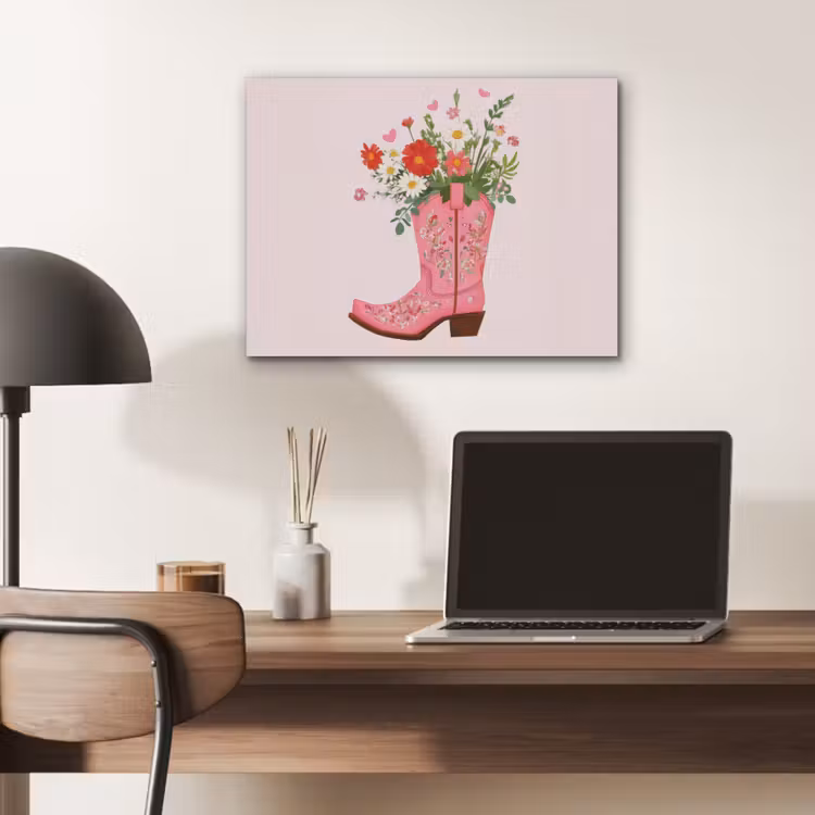 Cowboylaarzen - Roze - Boeket - Bloemen PET vilt klein -sfeer5