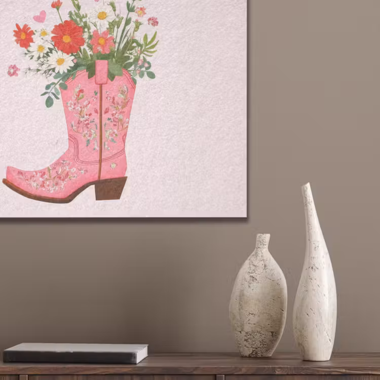 Cowboylaarzen - Roze - Boeket - Bloemen PET vilt klein -sfeer6_closeup
