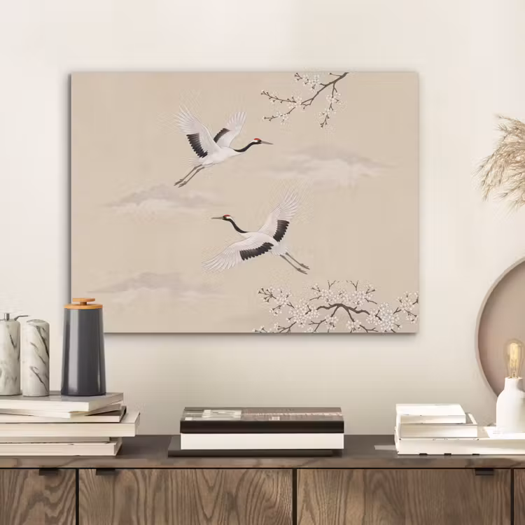 Kraanvogels - Bloesem - Beige PET vilt klein -sfeer1