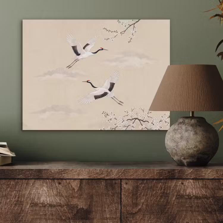 Kraanvogels - Bloesem - Beige PET vilt klein -sfeer2