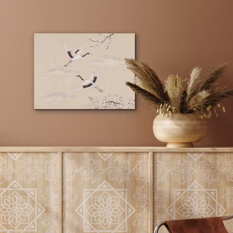 Kraanvogels - Bloesem - Beige PET vilt klein -sfeer4