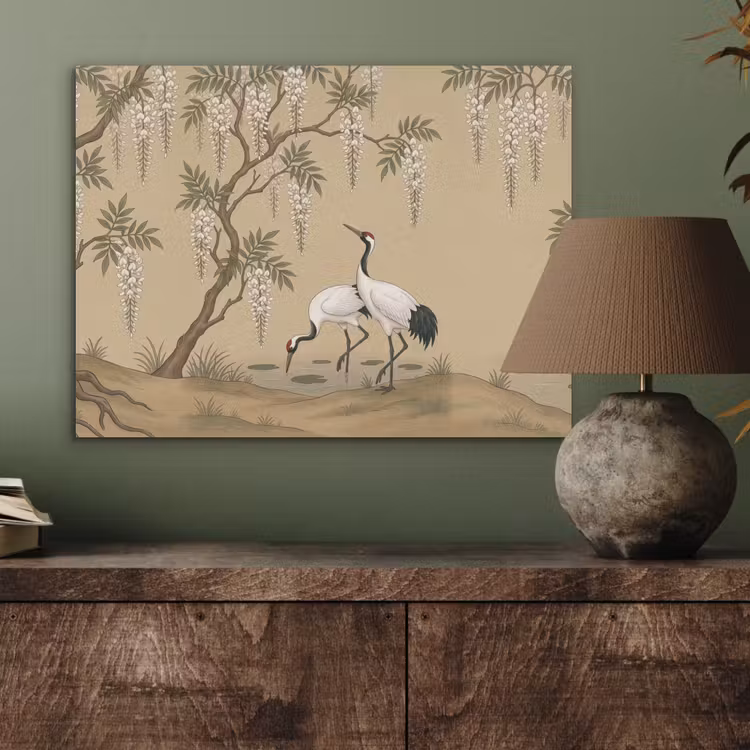 Kraanvogels - Water - Beige PET vilt klein -sfeer2