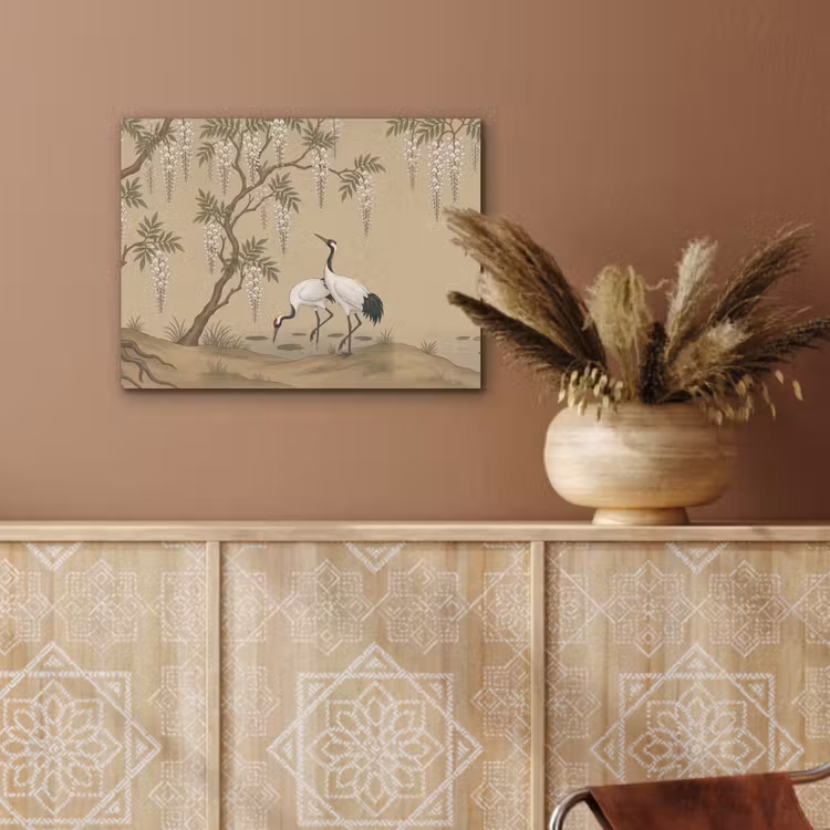 Kraanvogels - Water - Beige PET vilt klein -sfeer4