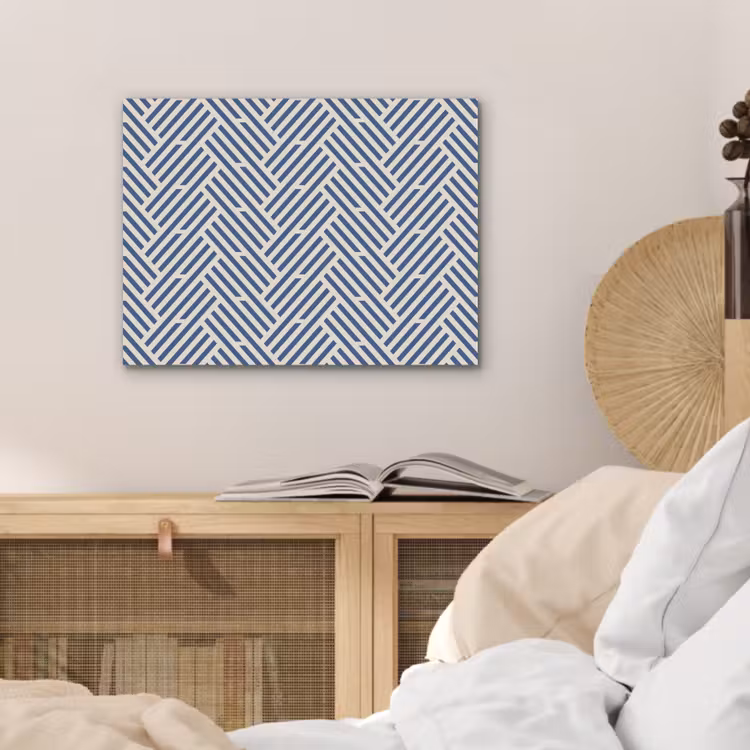 Crème - Blauw - Strepen - Patroon PET vilt klein 837 -sfeer3