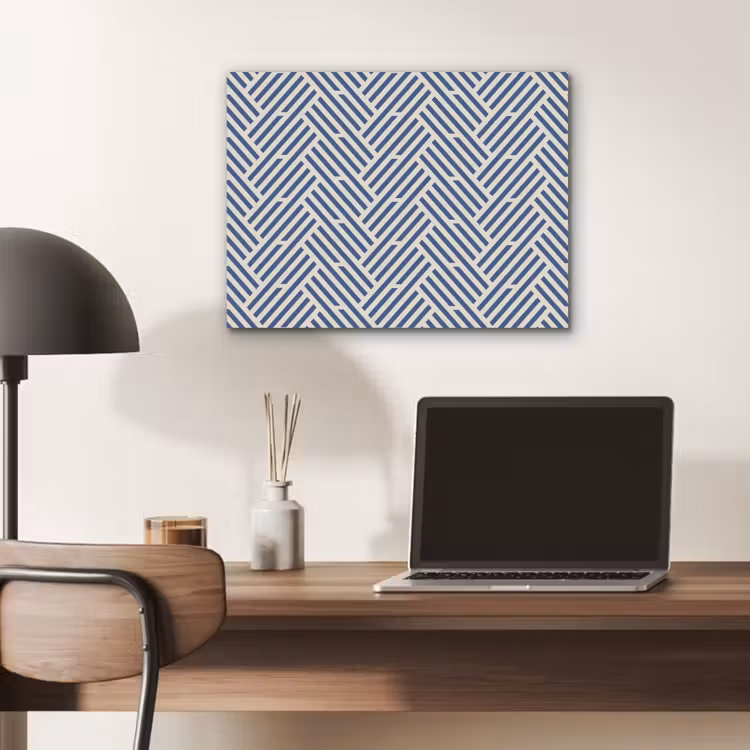 Crème - Blauw - Strepen - Patroon PET vilt klein 837 -sfeer5