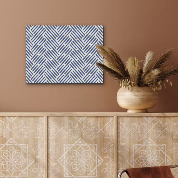 Crème - Blauw - Strepen - Patroon PET vilt klein 837 -sfeer4