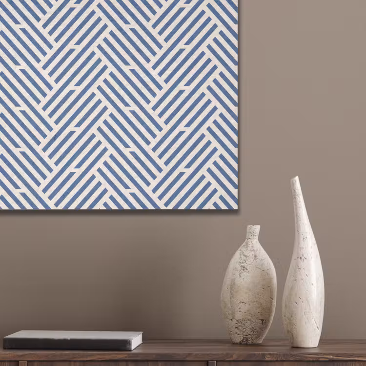 Crème - Blauw - Strepen - Patroon PET vilt klein 837 -sfeer6_closeup