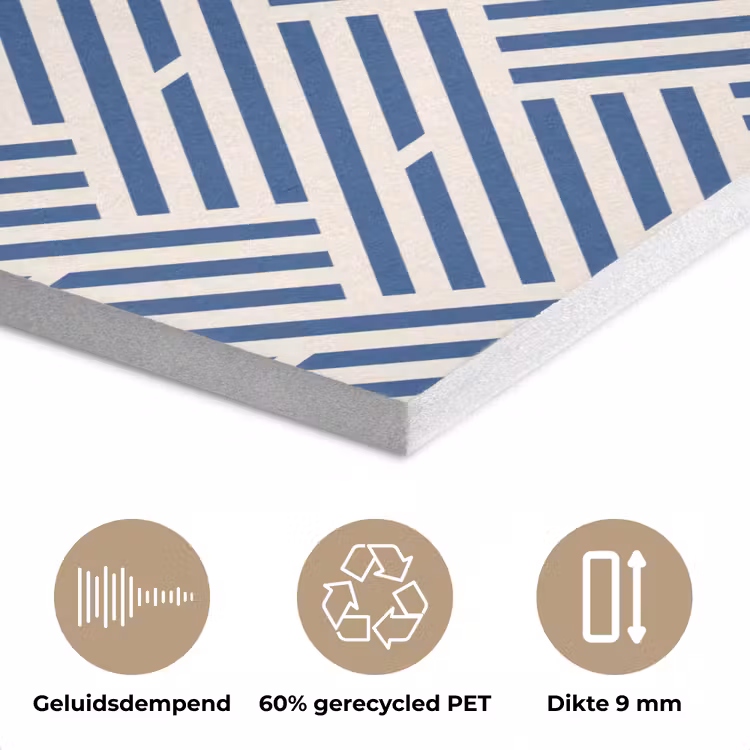 Crème - Blauw - Strepen - Patroon PET vilt klein 837 -closeup_NL