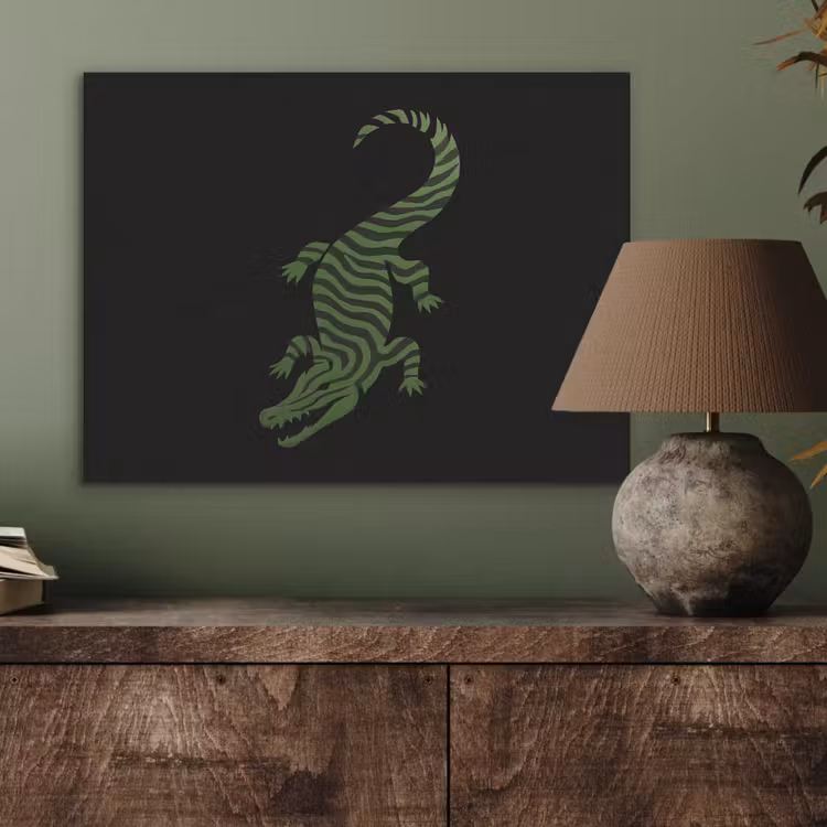 Krokodil - Groen - Tijgerachtig - Strepen PET vilt klein -sfeer2