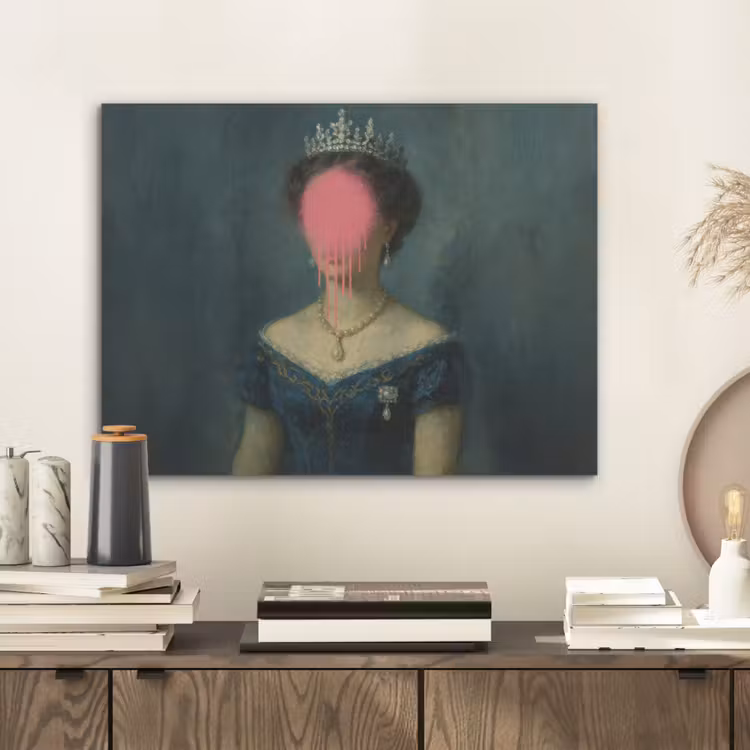 Kroon - Roze druipend verf - Portret PET vilt klein -sfeer1