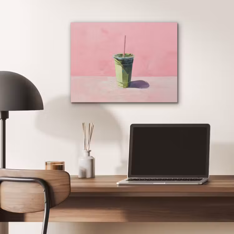 Beker - Rietje - Minimalistisch - Groen PET vilt klein -sfeer5