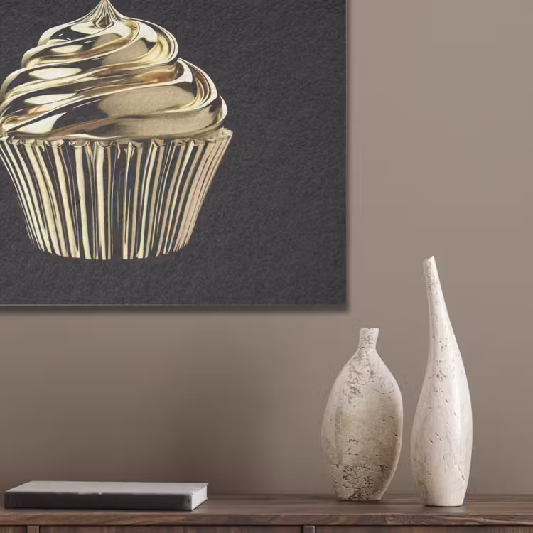 Cupcake - Eten - Goud - Zwart PET vilt klein -sfeer6_closeup