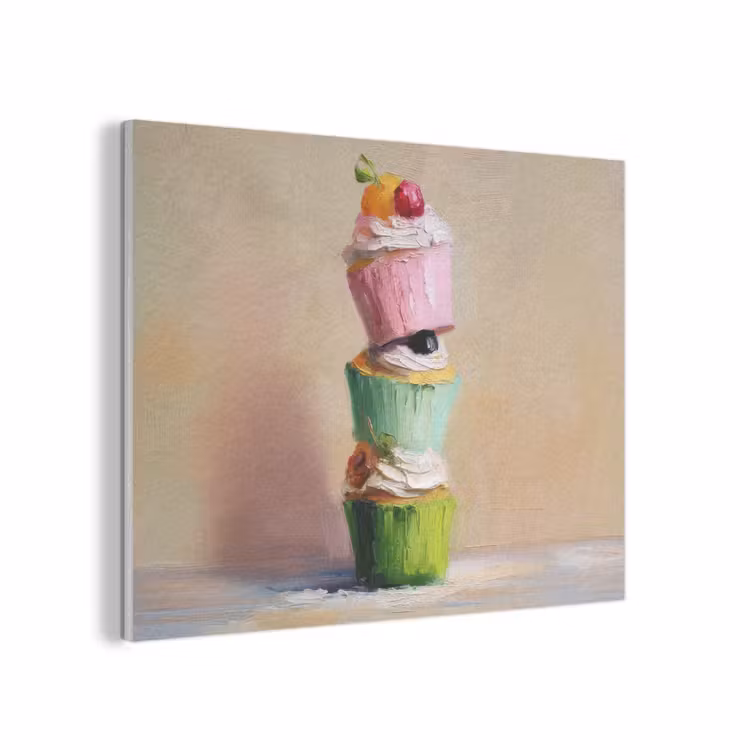 Cupcakes - Gestapeld - Kleurrijk - Fruit PET vilt klein -3d