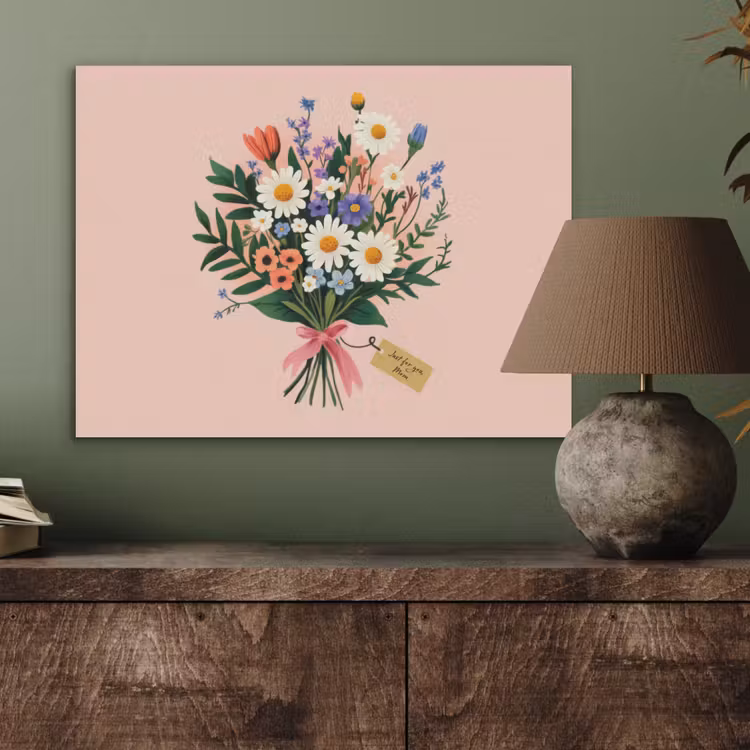 Margrieten - Boeket - Strikje - Roze PET vilt klein -sfeer2