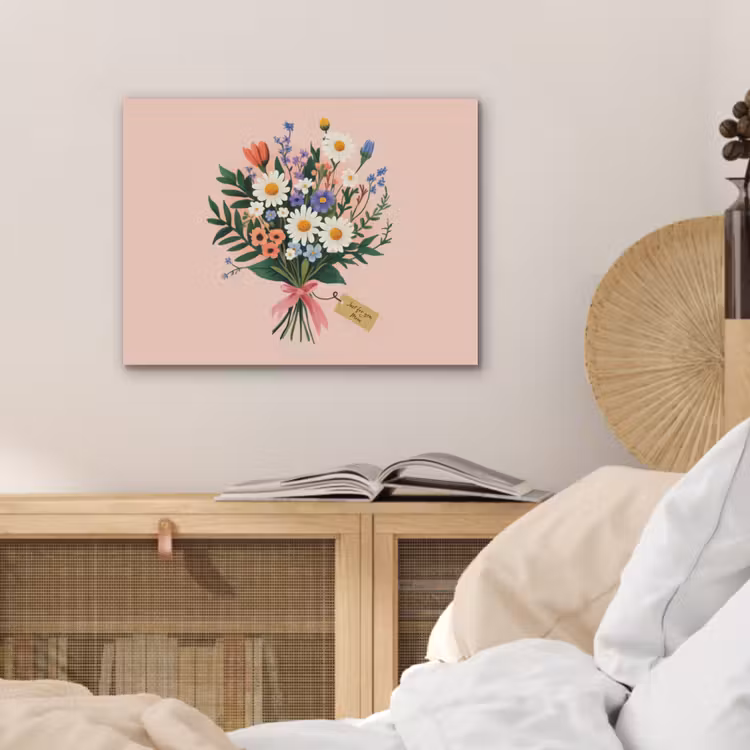 Margrieten - Boeket - Strikje - Roze PET vilt klein -sfeer3