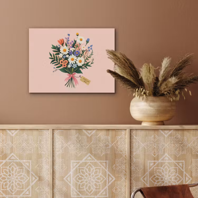 Margrieten - Boeket - Strikje - Roze PET vilt klein -sfeer4