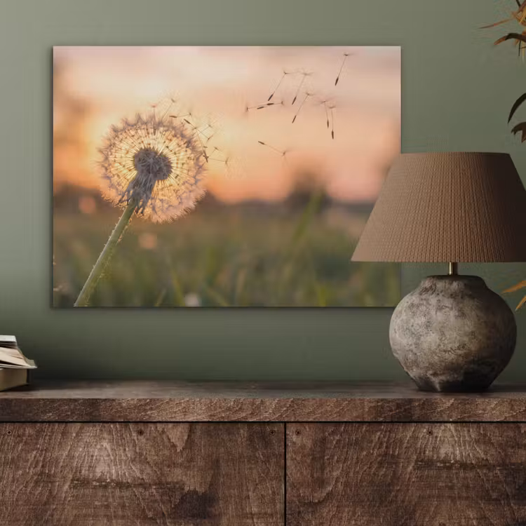 Paardenbloem - Zonsondergang - Veld PET vilt klein -sfeer2