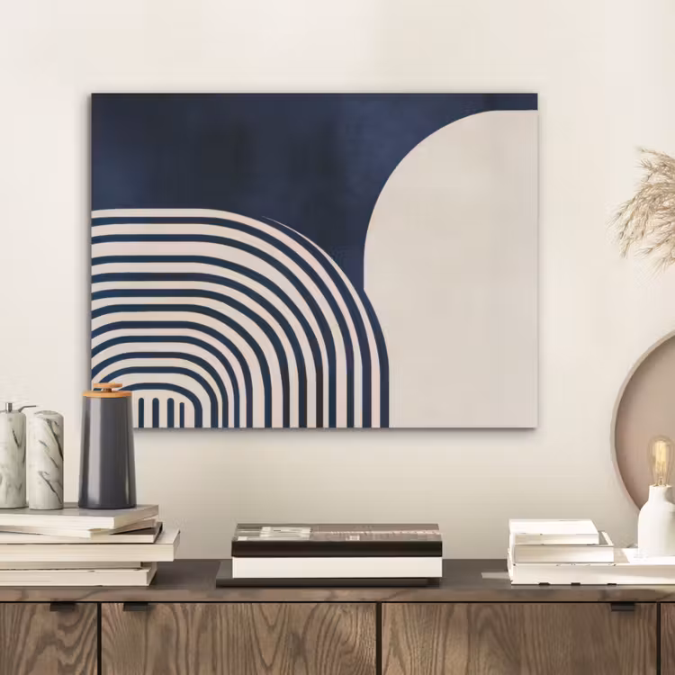 Donkerblauw - Abstract - Lijnen PET vilt klein -sfeer1