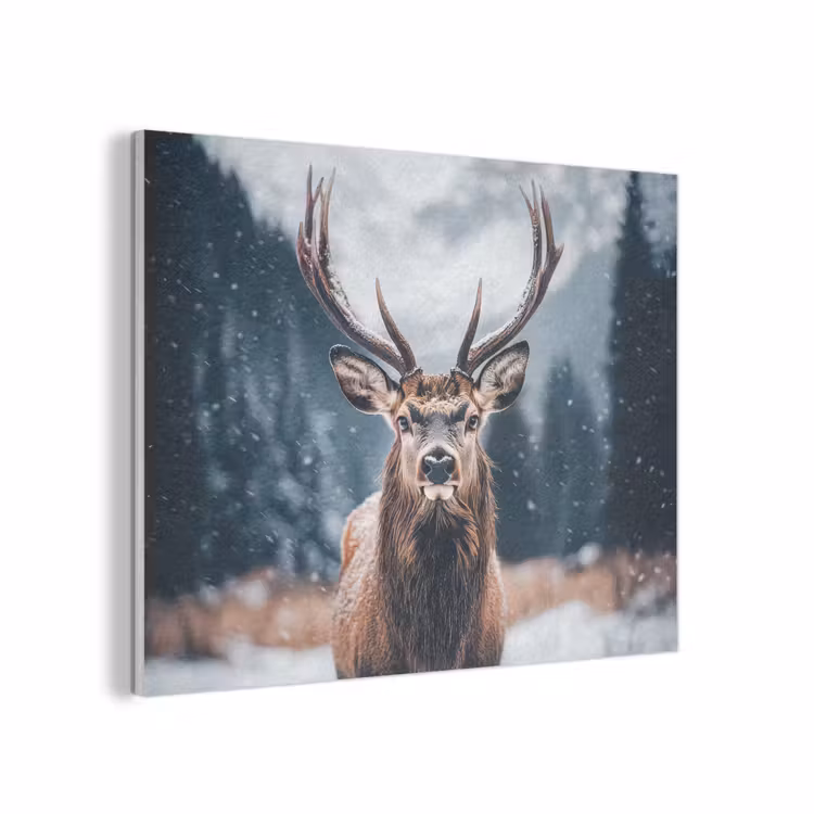 Hert - Dieren - Landschap - Winter - Sneeuw PET vilt klein -3d