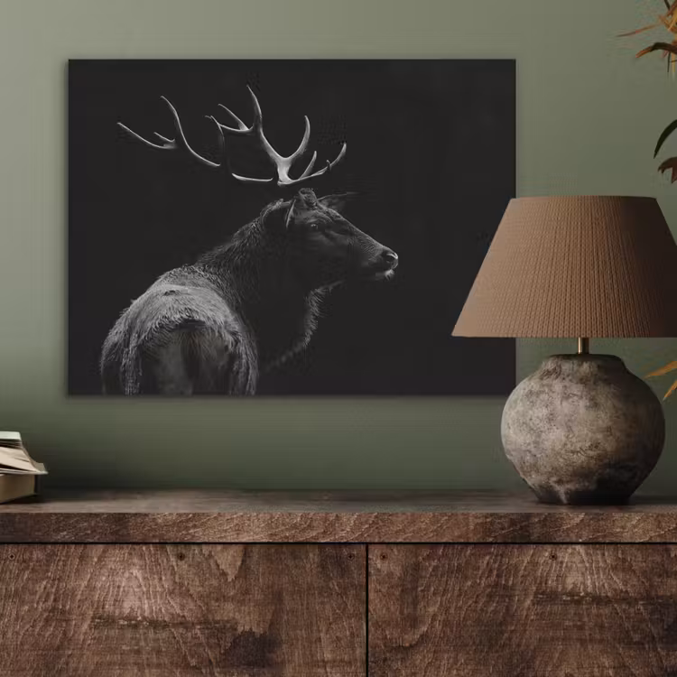Hert - Zwart - Portret - Gewei - Dieren PET vilt klein -sfeer2
