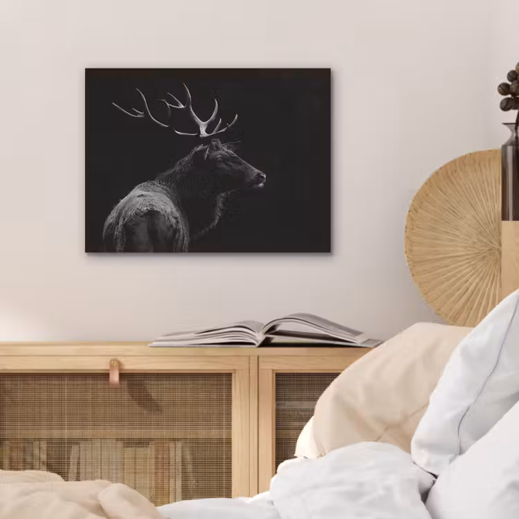 Hert - Zwart - Portret - Gewei - Dieren PET vilt klein -sfeer3
