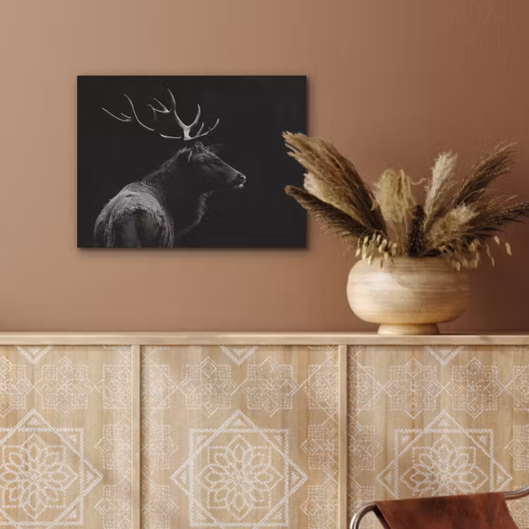 Hert - Zwart - Portret - Gewei - Dieren PET vilt klein -sfeer4