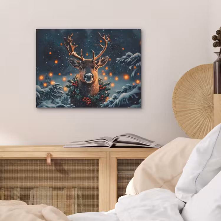 Hert - Kerst - Winter - Sneeuw - Kerstkrans PET vilt klein -sfeer3