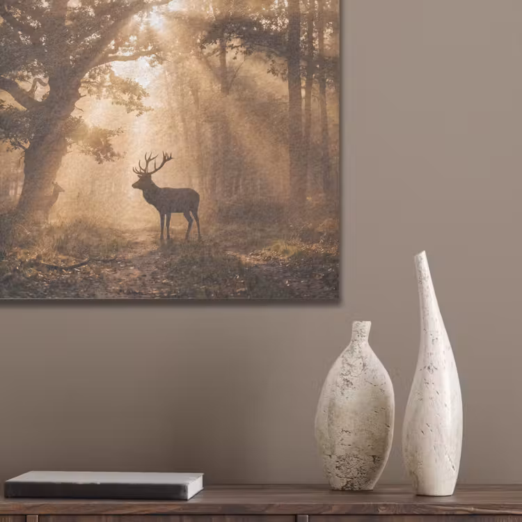 Hert - Bos - Mistig - Natuur - Goud PET vilt klein -sfeer6_closeup