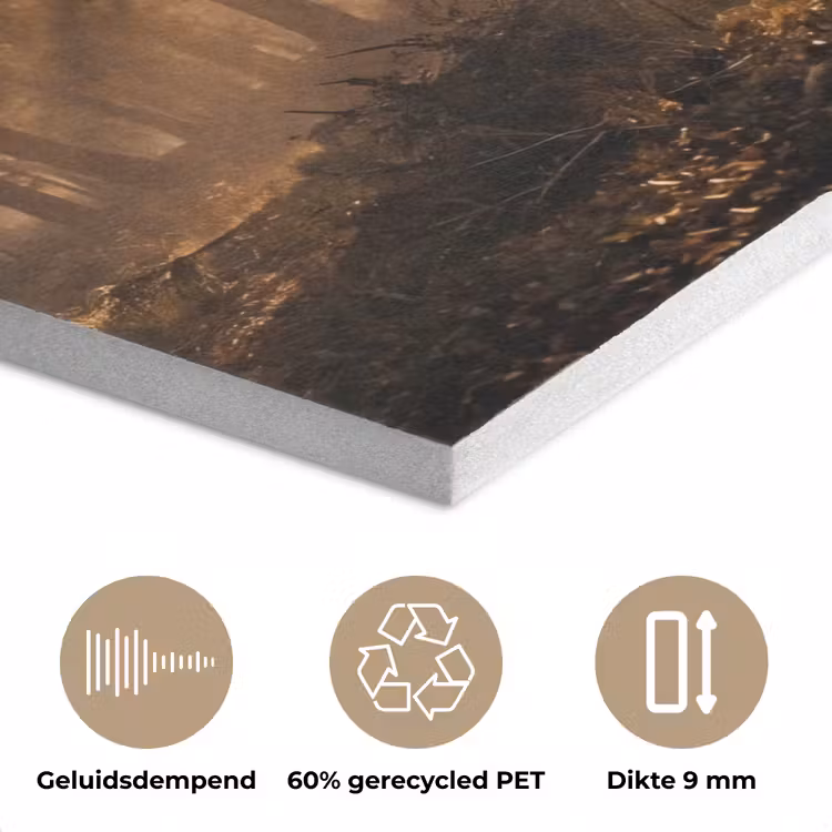 Hert - Bos - Mistig - Natuur - Goud PET vilt klein -closeup_NL