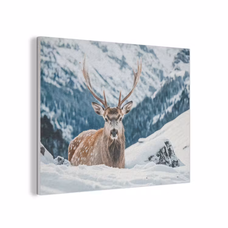 Hert - Landschap - Winter - Natuur - Dieren - Bergen PET vilt klein -3d
