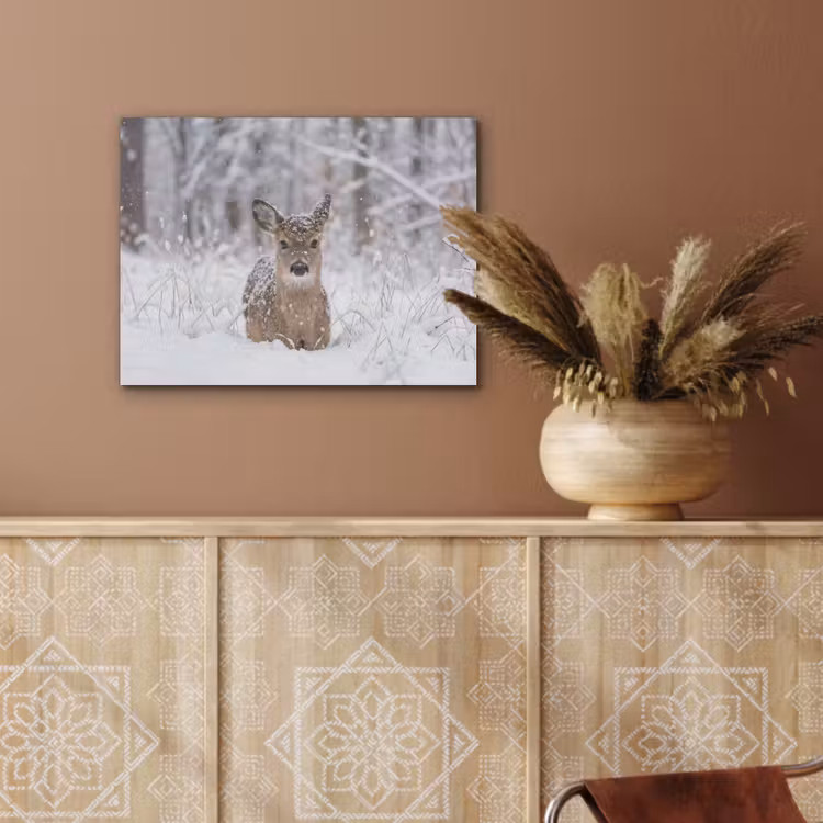 Hert - Sneeuw - Bos - Dieren - Vertederend PET vilt klein -sfeer4