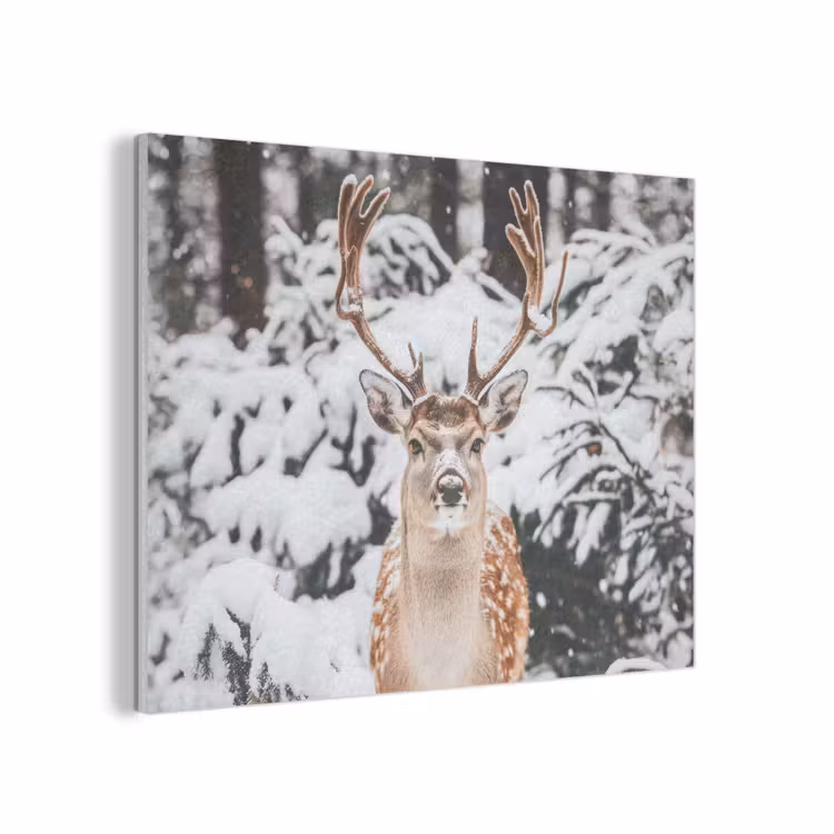 Hert - Sneeuw - Winter - Bos - Dieren PET vilt klein -3d