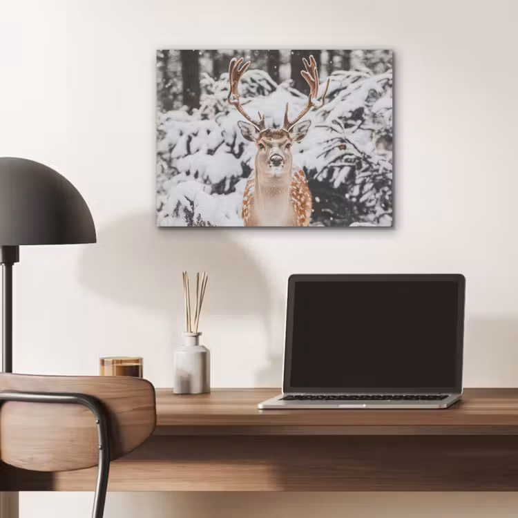 Hert - Sneeuw - Winter - Bos - Dieren PET vilt klein -sfeer5