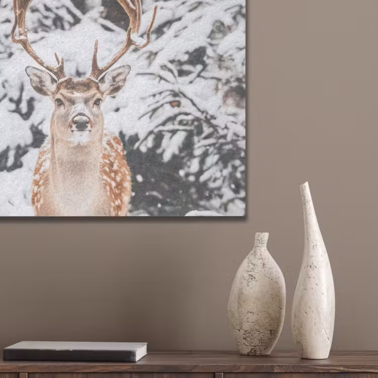 Hert - Sneeuw - Winter - Bos - Dieren PET vilt klein -sfeer6_closeup