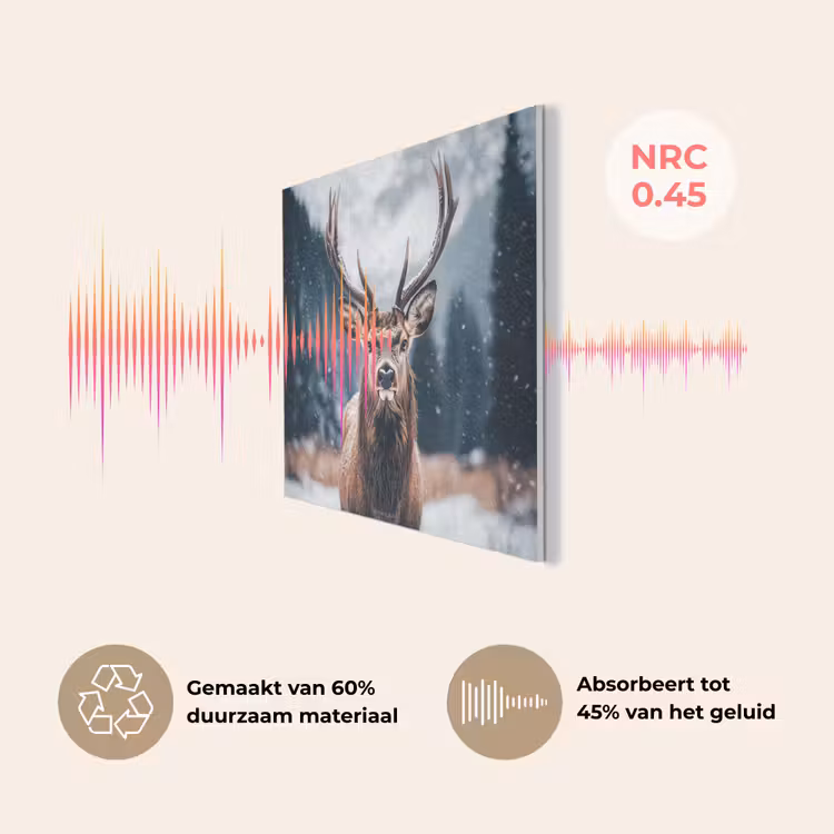 Hert - Winter - Hertenkop - Sneeuw - Gewei PET vilt klein -USP_NL