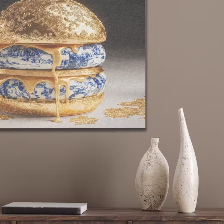 Delftsblauw - Goud - Burger PET vilt klein -sfeer6_closeup