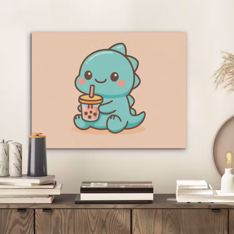 Dino - Boba - kawaii - Oranje PET vilt klein -sfeer1