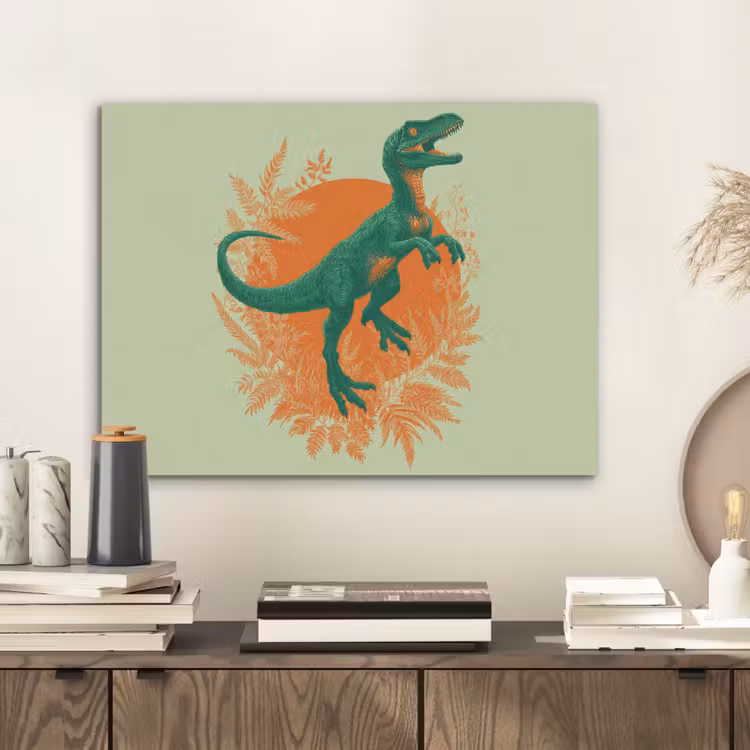 Dinosaurus - Groen - Planten - Cirkel PET vilt klein -sfeer1