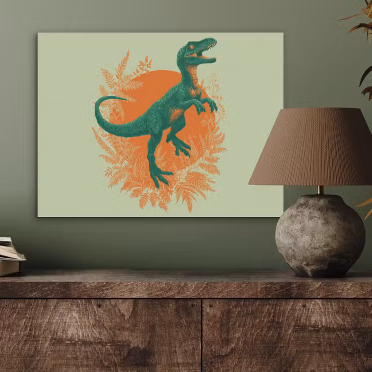 Dinosaurus - Groen - Planten - Cirkel PET vilt klein -sfeer2