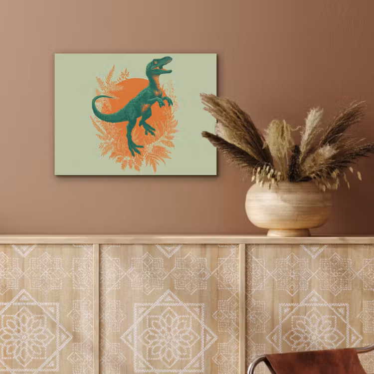 Dinosaurus - Groen - Planten - Cirkel PET vilt klein -sfeer4
