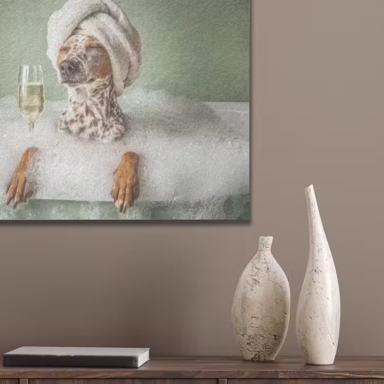 Hond - Bad - Champagne - Handdoek PET vilt klein -sfeer6_closeup