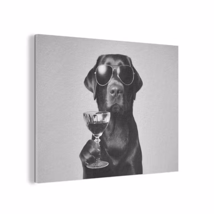 Hond - Zwart - Wijnglas - Zonnebril PET vilt klein -3d