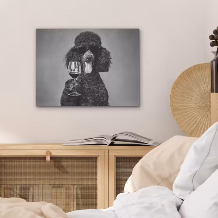 Hond - Krullen - Zonnebril - Wijn PET vilt klein -sfeer3