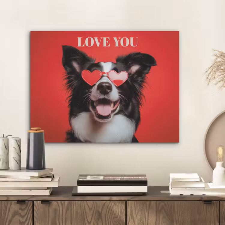 Hond - Hartjesbril - Loveyou - Rood PET vilt klein -sfeer1