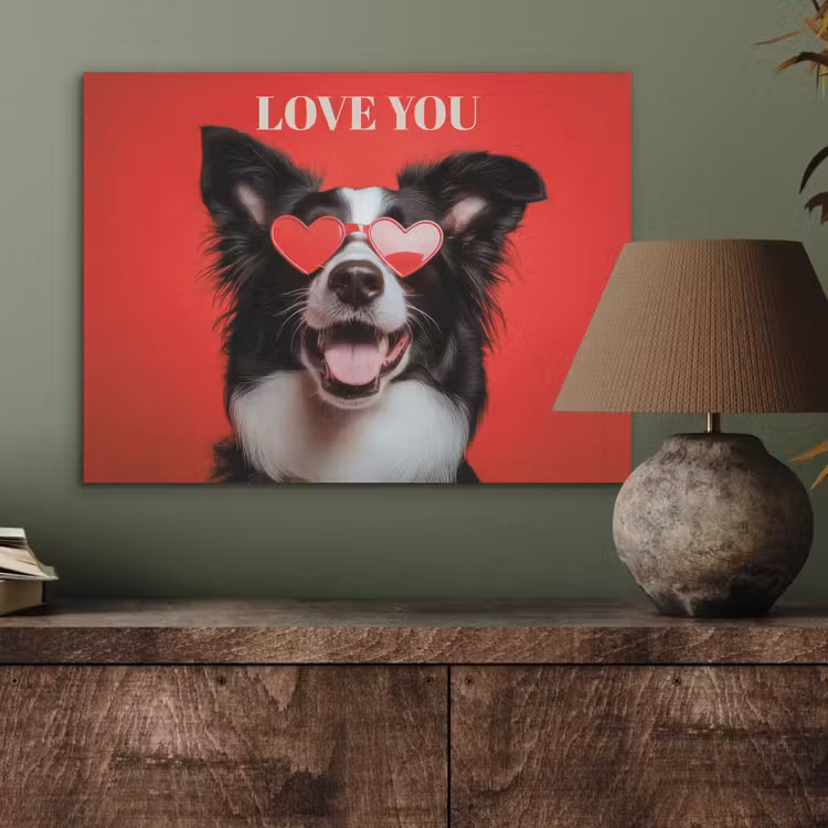 Hond - Hartjesbril - Loveyou - Rood PET vilt klein -sfeer2
