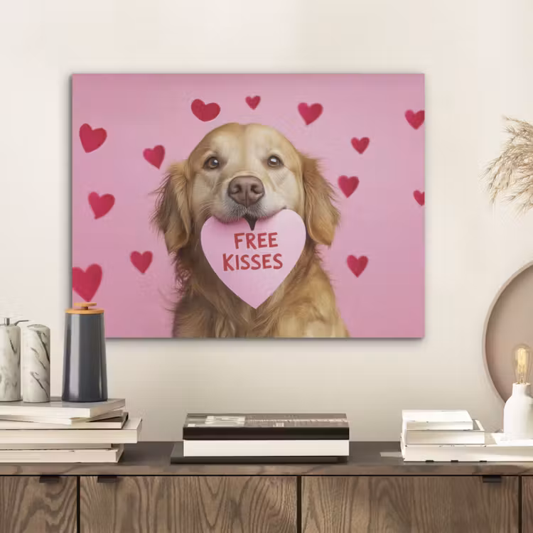 Hond - Kiss- Valentijn - Hartjes PET vilt klein -sfeer1