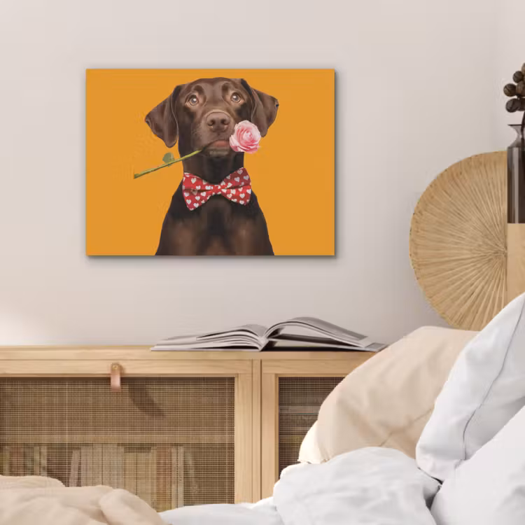 Hond - Oranje - Roos - Valentijn PET vilt klein -sfeer3