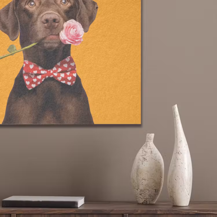 Hond - Oranje - Roos - Valentijn PET vilt klein -sfeer6_closeup